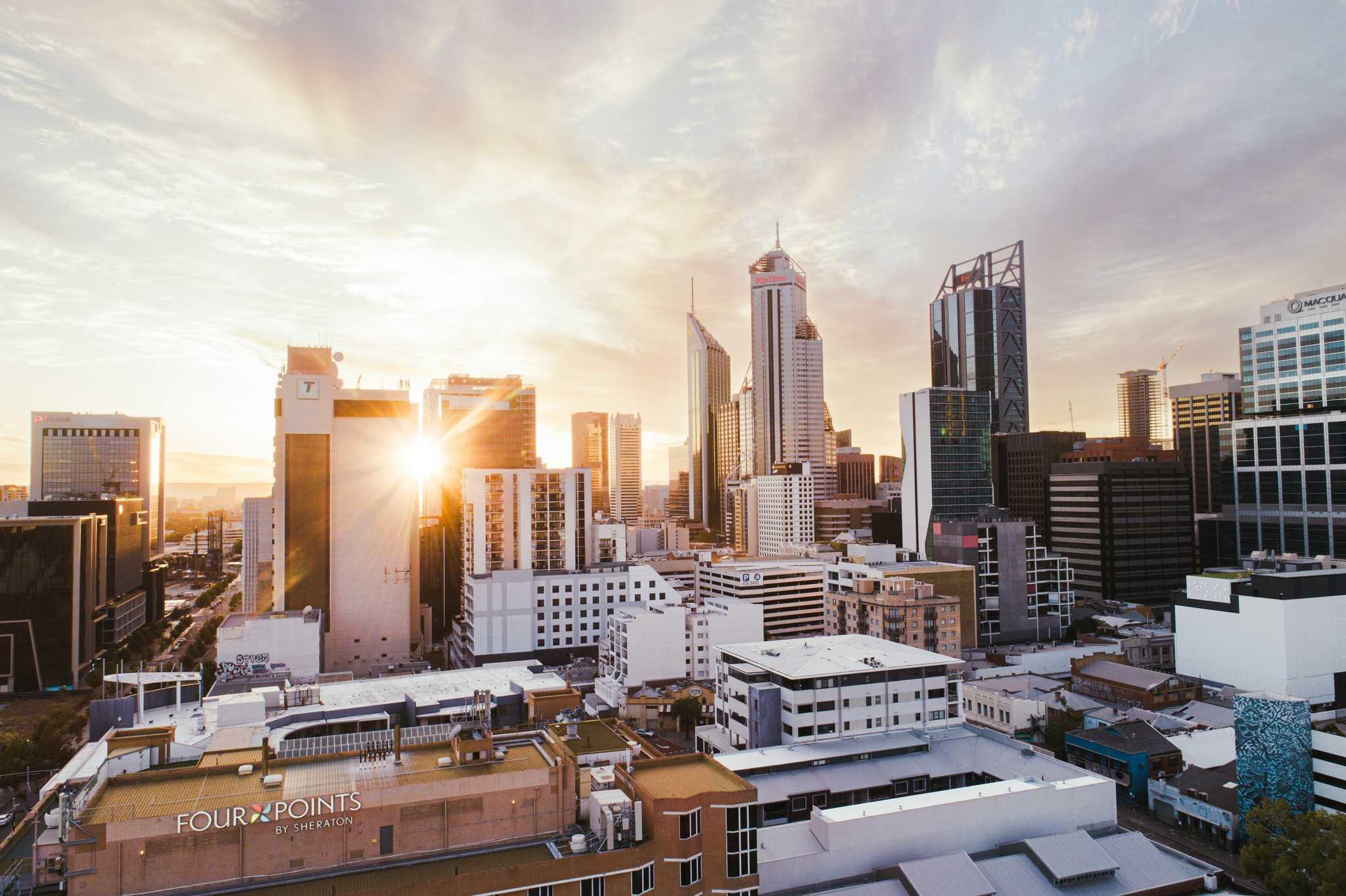 Sunrise over City of Perth, Australia