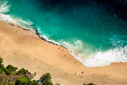 Drone shot of beach in Bali