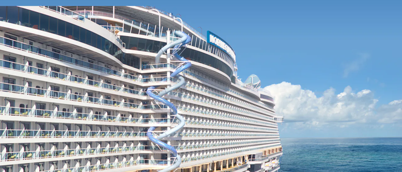 The Drop, is the signature dry slide that rushes guests down 10 decks – from deck 18 to eight