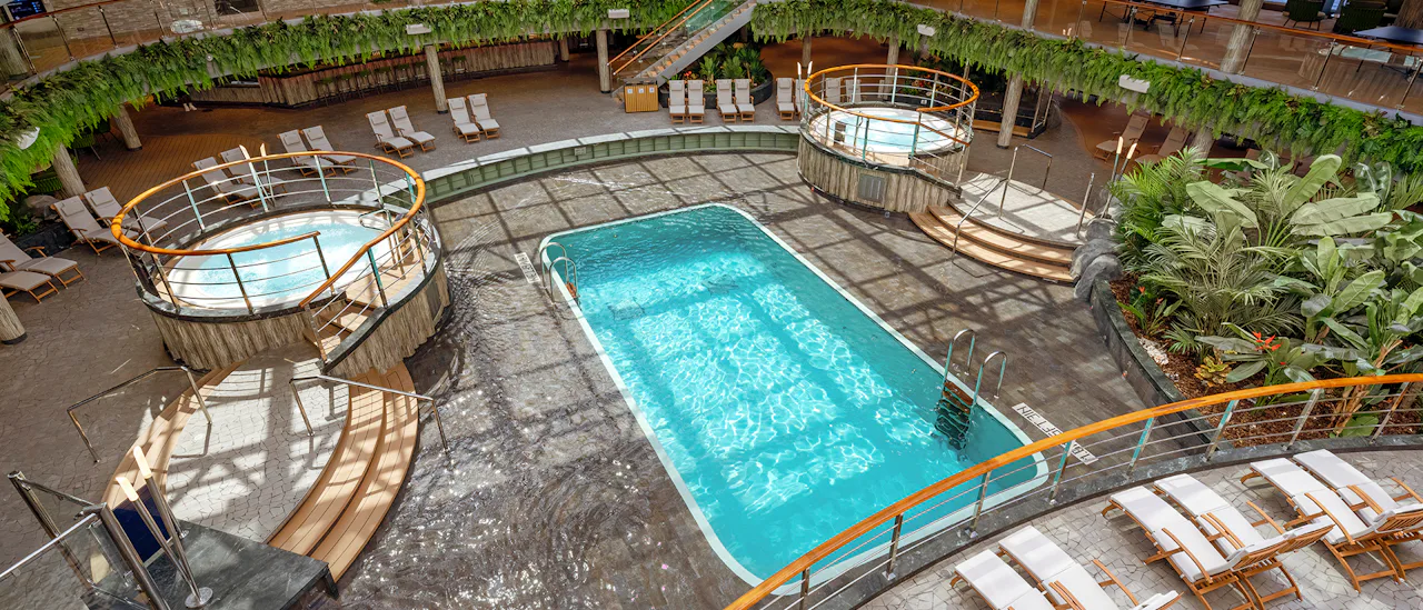 The Jungle Pool - features a larger magrodome that can be closed to create an indoor pool area when needed.